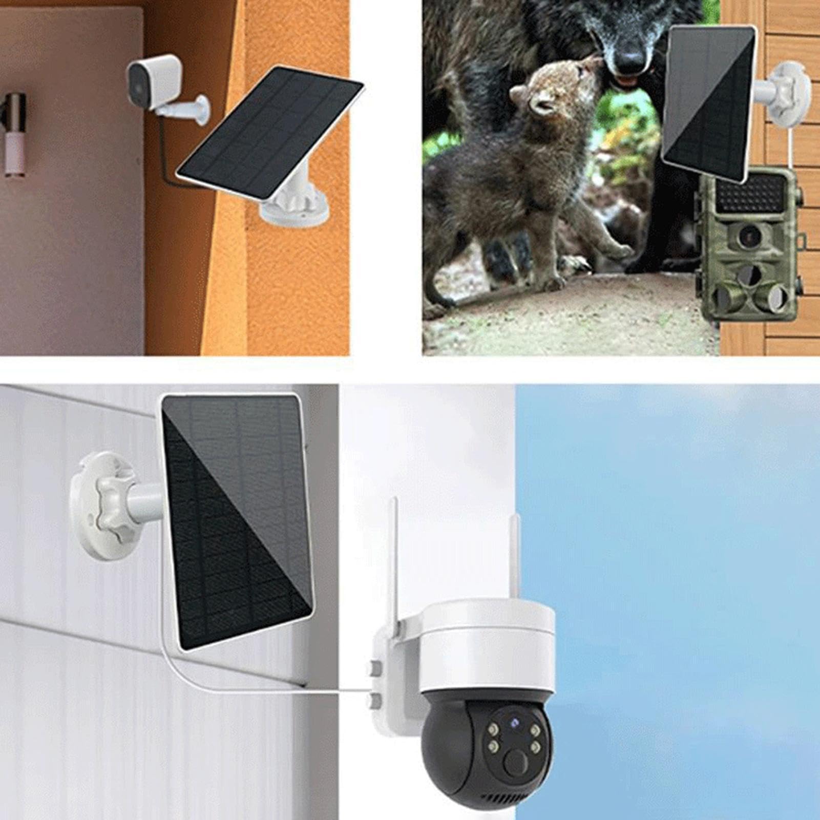 Pannello Solare per Telecamera di Sicurezza Supporto da Parete IP66 | Caricatore Solare Esterno per Telecamera per Campanello Luce da Campeggio Power Bank Casa Scuola Ristorante