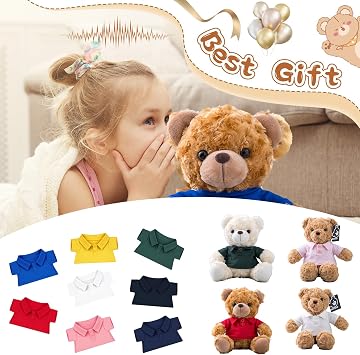 Custom Teddy Bear Clothes with Photo Text, Personalised Stuffed Animal Clothing Fit 8-16inch Stuffed Bear Clothing, Personalised Doll Clothes Make Your Own Plush Doll Shirt