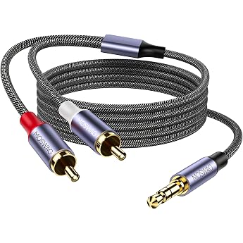Moswag RCA Cable, 3.5 mm Jack to 2 RCA Cable, Stereo Audio Aux Adapter | 3.5 mm Jack Plug to 2 RCA Audio Cable for TV, PC, Mo