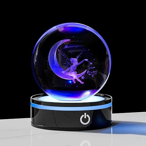 Miniatura 8 de Enjinkail Bola de cristal 3D, regalo de mariposa para mujeres y hombres, girasoles de cristal, adorno de animales, decoración del hogar con base LED