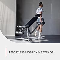 Vista 7 de Banco de pesas semicomercial para sentarse y plano de forma más fina. Equipo de fitness ajustable y banco de ejercicios para abdominales