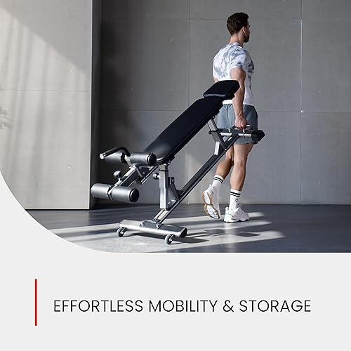 Miniatura 7 de Banco de pesas semicomercial para sentarse y plano de forma más fina. Equipo de fitness ajustable y banco de ejercicios para abdominales,