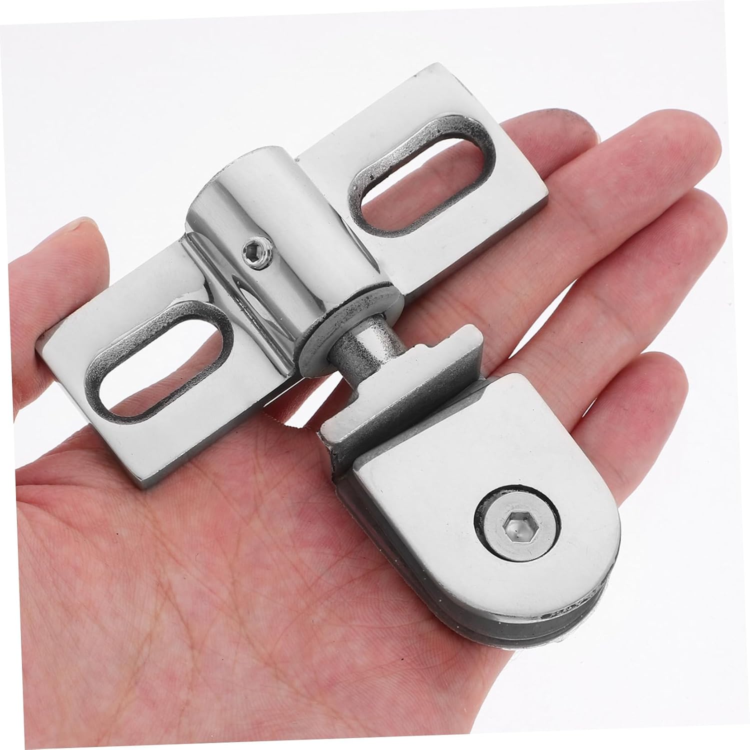 2 Sets Glass Clamp Hinge Latch Small Size Door Pivot Hinge Replacement Hardware for Bathroom Cabinets