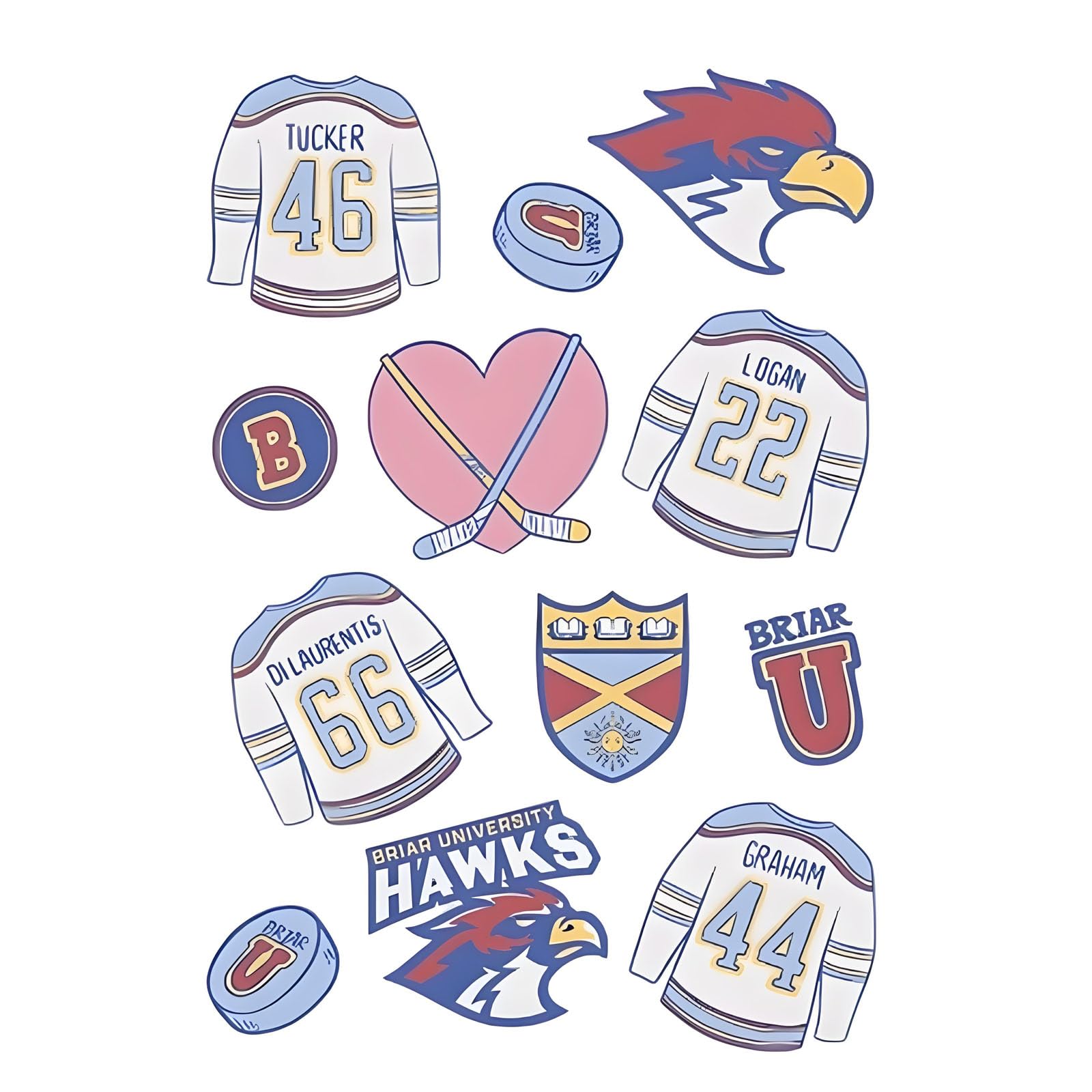 12PC Off Campus Hockey Stickers Hockey Theme Briar U Stickers Character Graham Wells Poster Picture Min Sticker Waterproof Vinyl Decals Off Campus Merch for Fans — image 1