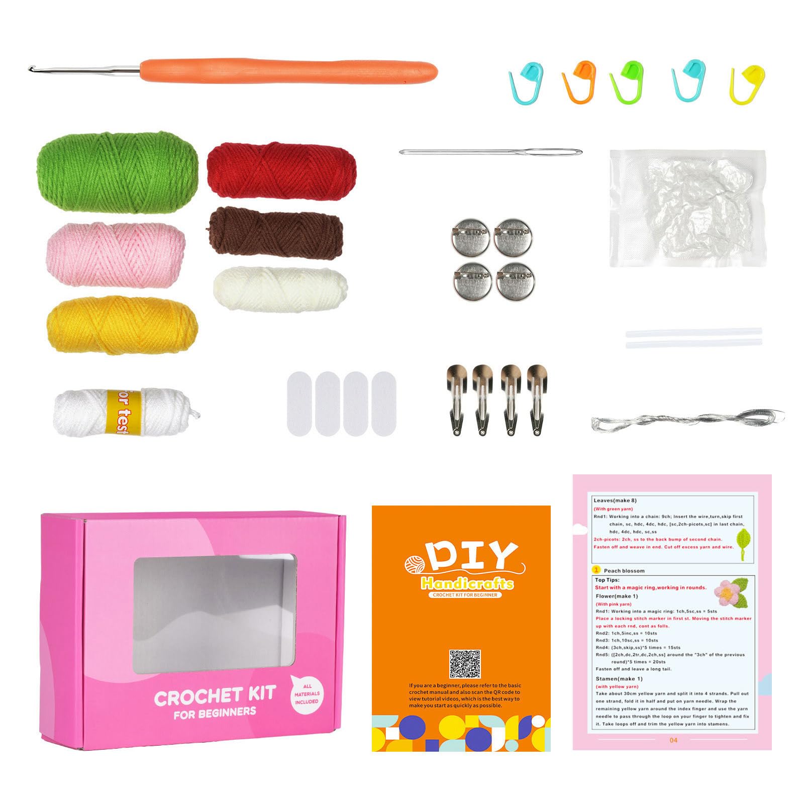 Kit Creathek De Flores Para Tejer – 8 Piezas De Madera Con 7 Hilos De Colores, Ideal Para Pulseras Y Manualidades Infantiles