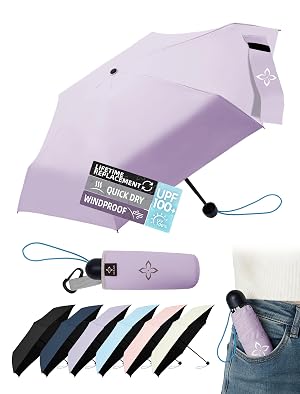 Mini Travel Umbrella for Rain - 43 Large Coverage Small Compact Umbrella Reinforced Strong Frame Lightweight Portable Parasol