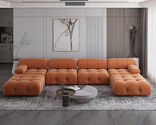 Amazon.com: JACH U-Shaped Modular Sectional Couch, 138"" Minimalist ...