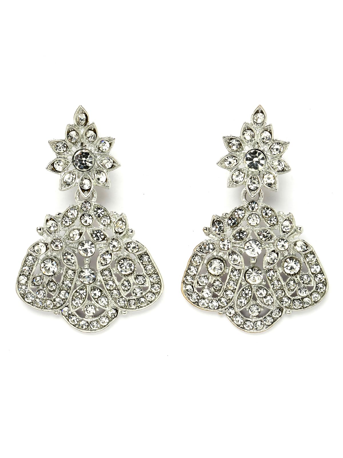 Rhodium Plated AD Stones Choker Necklace Set with Earring and Maangtika