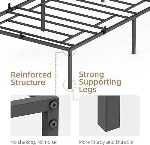 Miniatura 4 de Alkmaar Twin Size Bed Frame 14 Inch Metal Platform Bed Frame No Box Spring Needed Heavy Duty Twin Bed Frame Mattress Foundation with Steel Slat