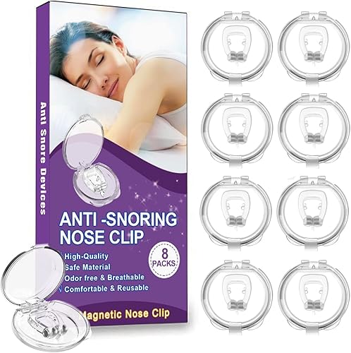 Snore Stopper, Anti Snoring Devices (8 Pack), Silicone Magnetic Stop Snoring Solution, Comfortable & Professional Anti Snoring Nose Clip for Men and