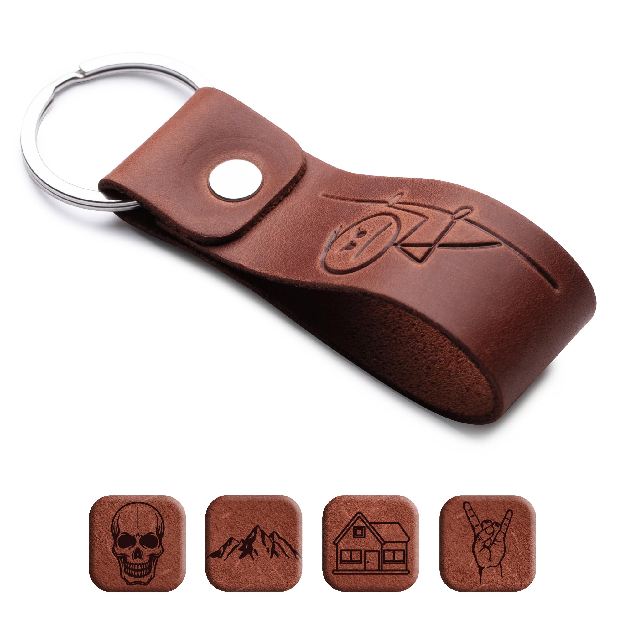 Magor Unisex Who's There Leather Keychain Favorite For Men, Keyring Gift For Women & Men, Birthday & Anniversary, Full Cow Leather (Who's There)