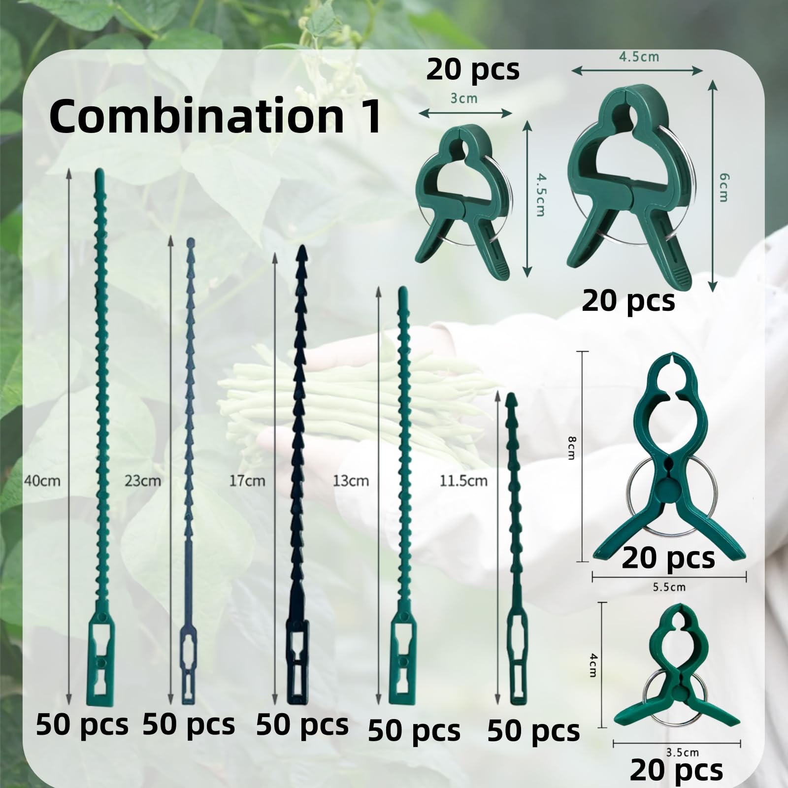 40-180 Stück Verstellbarer Pflanzenbinder Befestigungsset, Pflanzen Klammern zum Binden für Pflanzen StabilisierenTopfpflanzen Gartenbaum Sträucher Binden (Combination 1)