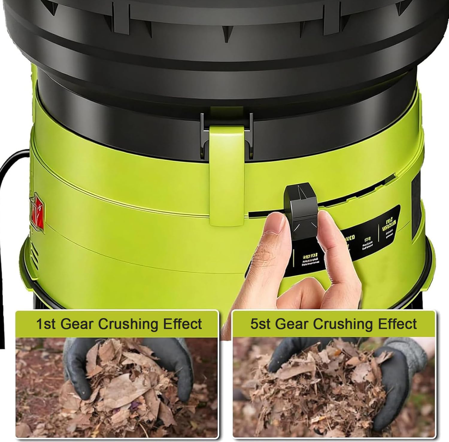 Trituradora de Jardín de 2500W,Trituradora Eléctrica de Ramas, Diámetro máximo de Entrada de alimentación 54 cm, Reducción de 17:1, Trituradora de Jardín 20m-Powercord