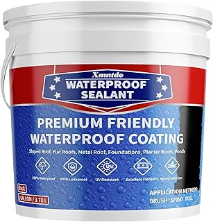 Polyurethane Waterproof Coating Black, 1 Gallon, Roof Sealant Waterproof Coating for Flat & Matal Roofs, Foundations, Concretes, Indoor and Outdoor Leak Repair Basement Sealer Waterproofing