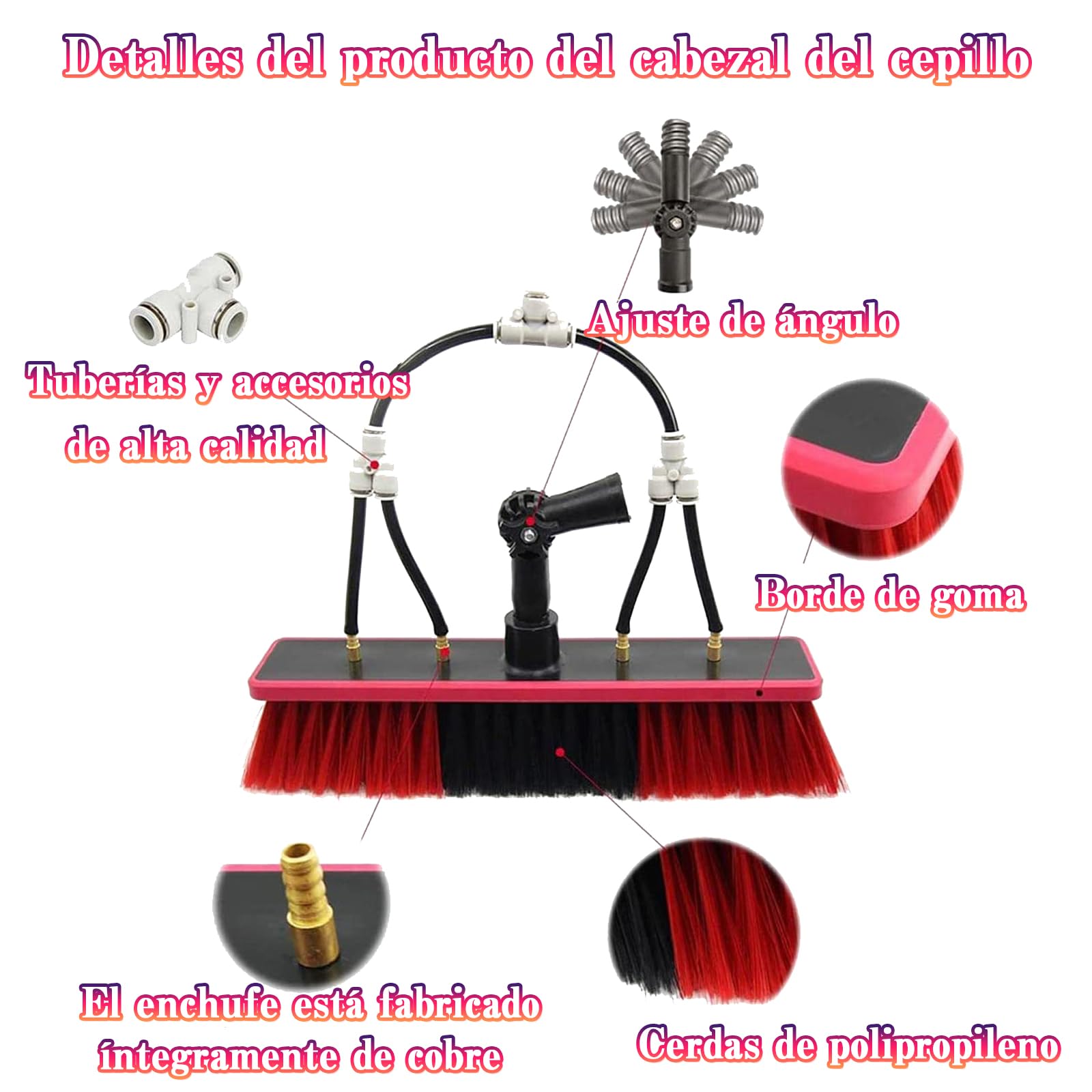5 MTS Pertiga Telescopica Limpieza Cristales, Barra telescópica Extensible para la Limpieza Placas Fotovoltaicas, Limpiador Placas Solares Pertiga Telescopica con Manguera de 20 m