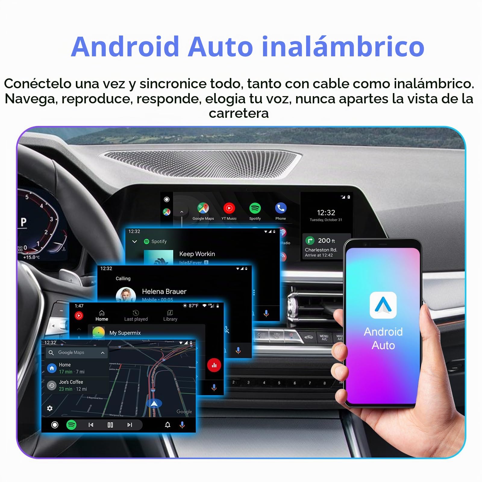 Kit de decodificador inalámbrico CarPlay y Android Auto para BMW EVO 2016+ | Plug & Play Adaptador inalámbrico CarPlay para BMW sistema EVO MGU ID5 ID6 ID7 con SWC WIFI Bluetooth Siri Navegación GPS
