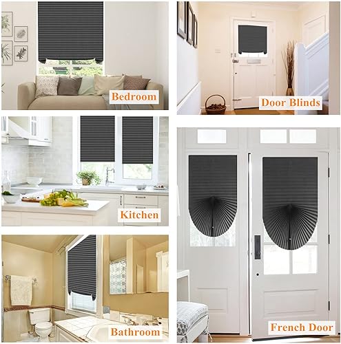 Miniatura 2 de Persianas opacas inalámbricas, sin taladro, cortadas a medida, con clip, autoadhesivas, persianas temporales, persianas de papel plisadas para