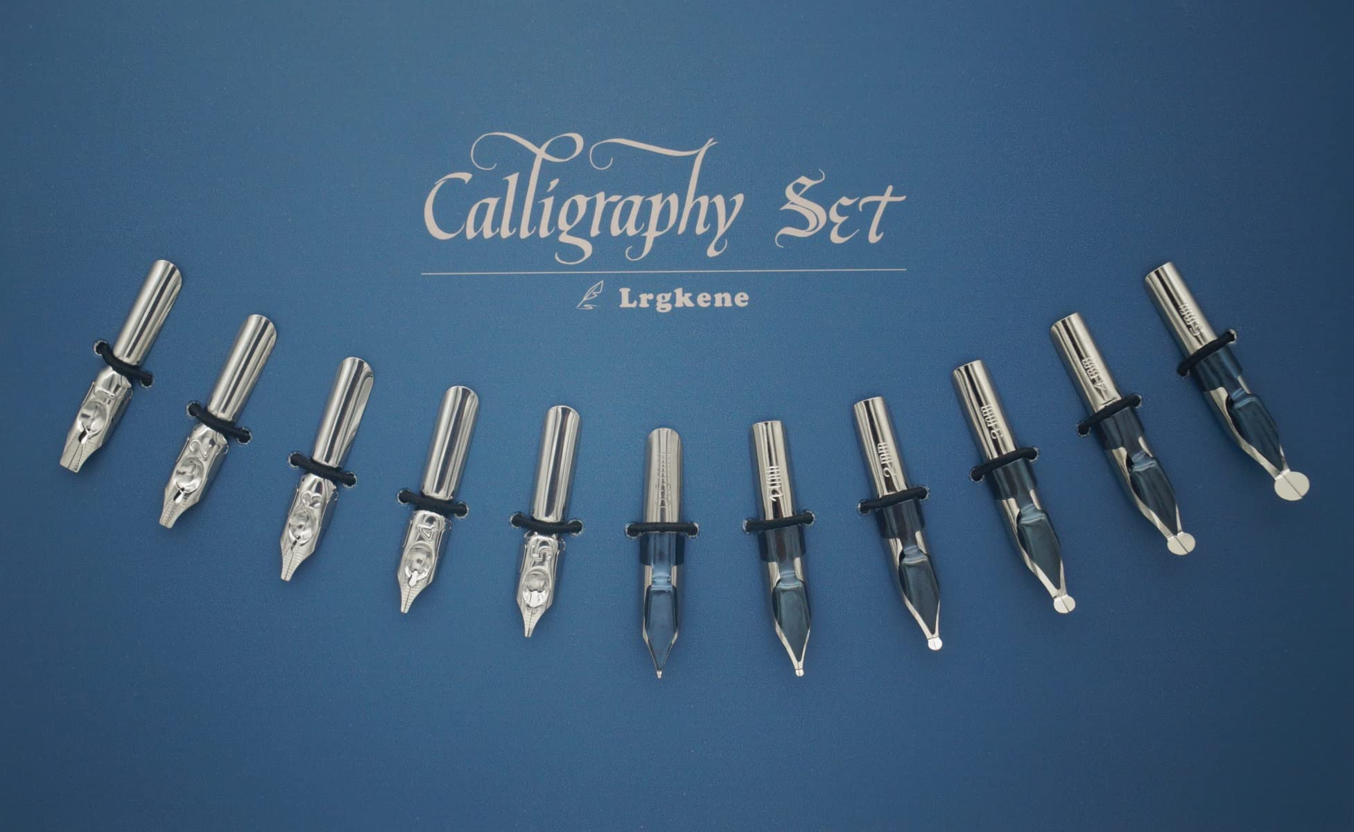 Stylos Plume de Calligraphie en Bois Encre Set, 7 Bouteilles d'encre, Fountain Dip Pen avec 12 Plumes, Porte-stylo Bronze et Manuel Pour Débutants