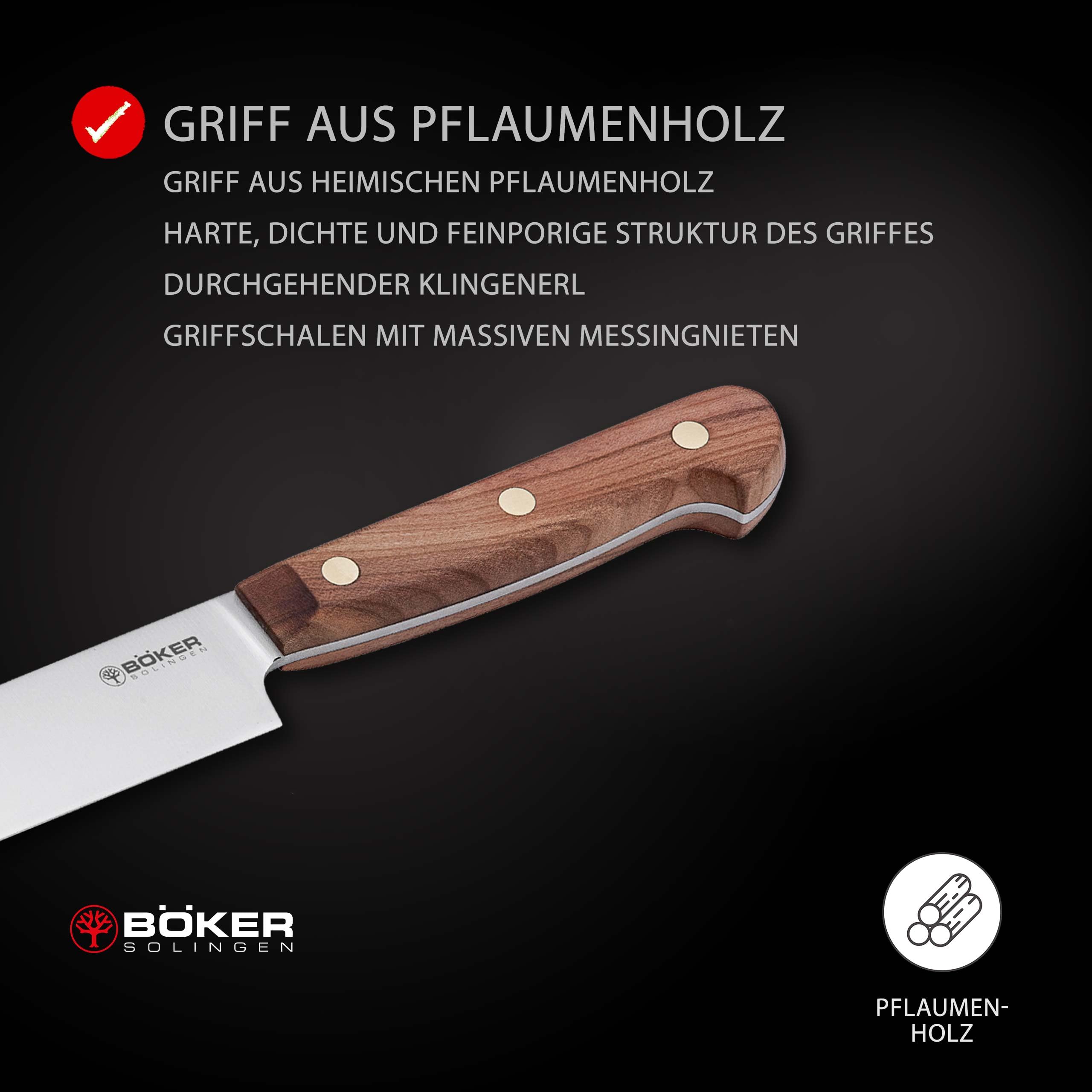 BÖKER SOLINGEN® Cottage-Craft -handgemachtes Fleischmesser mit Holzgriff - extra scharfes Schinkenmesser mit Holzgriff - in edler Geschenkbox, 32.8, Braun