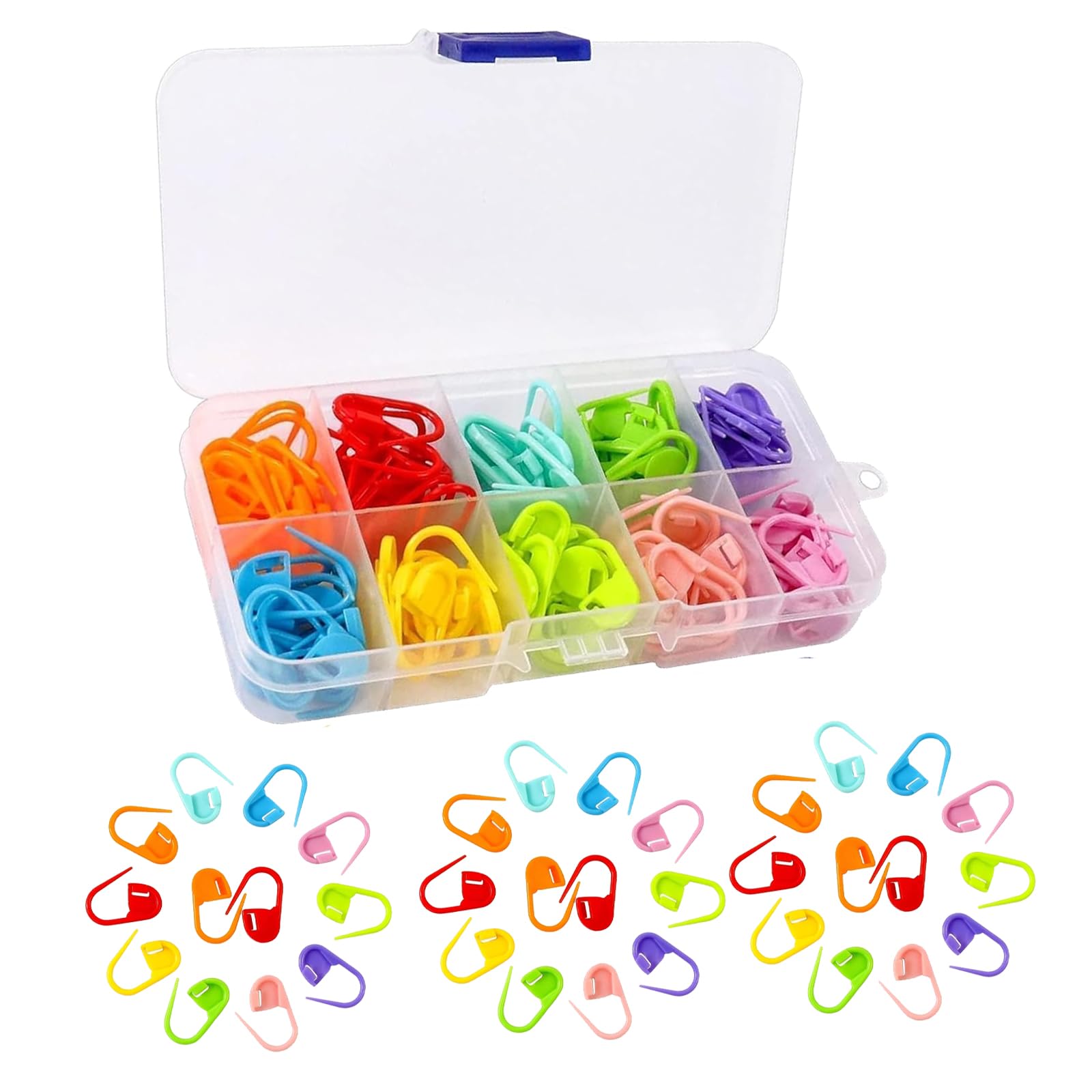 Mzoyouro No 150 Pcs Stitch Markers - Crochet Stitch Marker, Stitch Markers Crochet, Knitting Markers,10 Colors, With Box For Crafting