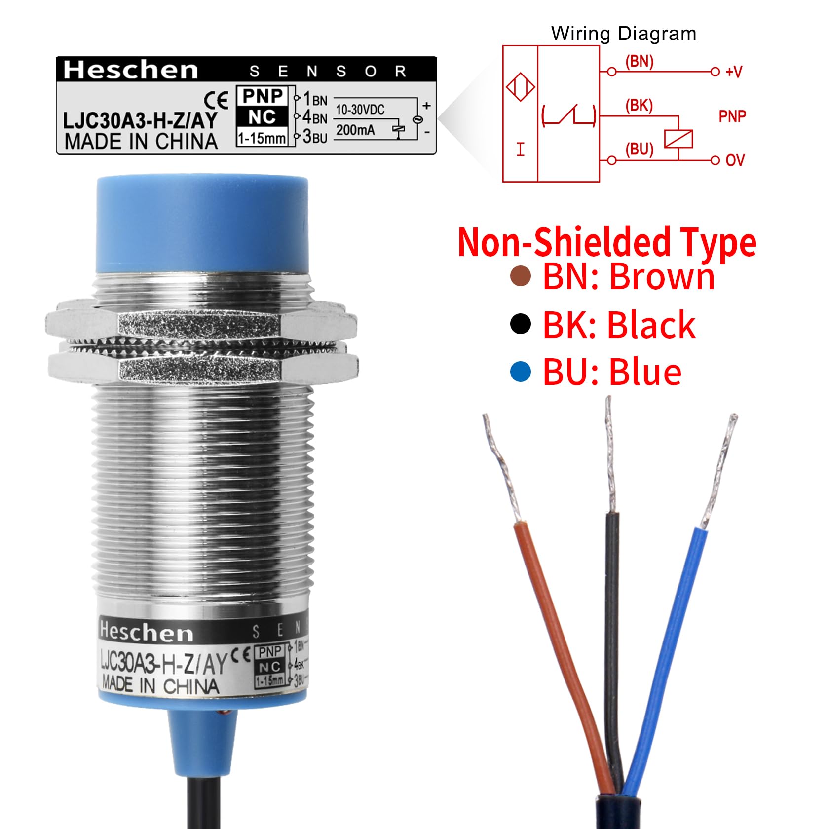 Sensore Di Prossimità Capacitivo LJC30A3-H-Z/AY - Interruttore PNP NC, 1-15mm, 10-30VDC, 3 Fili - Foto 6