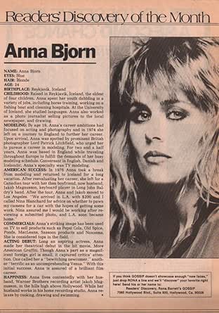 Anna Bjorn Original Clipping Magazine Photo 1page 8x10 #Z3397 at Amazon