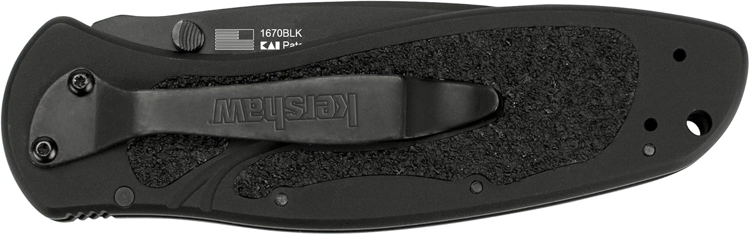 Kershaw Blur Black (1670BLK) Everyday Carry Pocketknife, 3.4 inch Stainless Steel Drop Point Blade, Cerakote Blade Finish, SpeedSafe Opening, Reversible Pocketclip; 3.9 OZ : Tools & Home Improvement