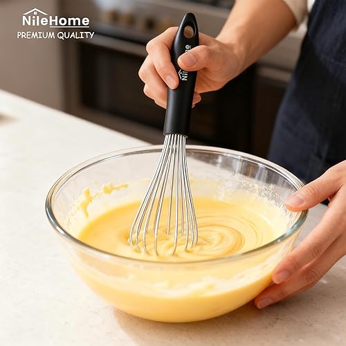 Miniatura 50 de NileHome Juego de batidor de acero inoxidable de 8 pulgadas, 10 pulgadas, 12 pulgadas, batidor de globos de cocina, batidor de alambre para cocina