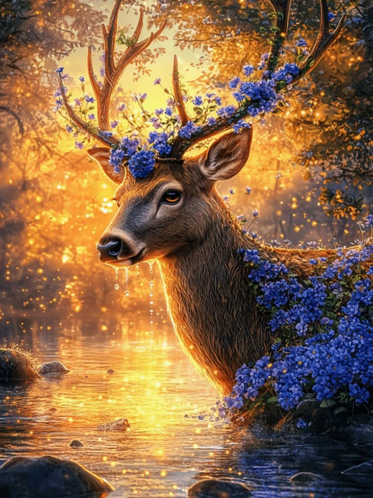 Weiniuniu Cross Stitch Kits For Adults Deer 11Ct Pre Printed Stamped Beginners Cross-Stitch Kit Diy Embroidery Kit Home Decor-40X50 Cm
