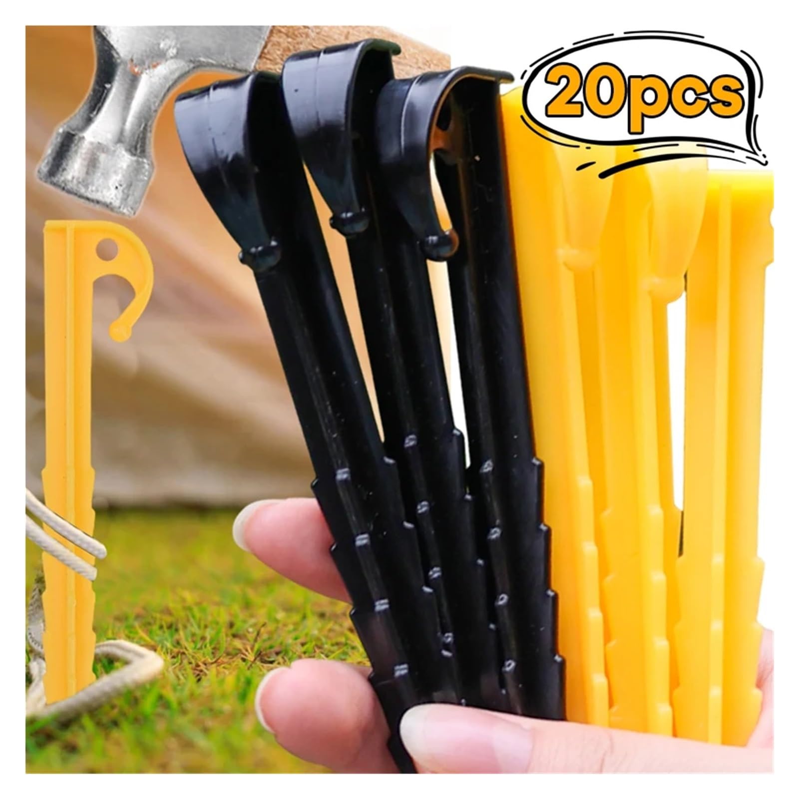 Piquets de Tente en Plastique, 20/50 pièces, Accessoires Clous, Camping Plein air, Piquet Triangulaire au Sol, auvent, Outils pour Camping, Tonnelles(Orange,20pcs)