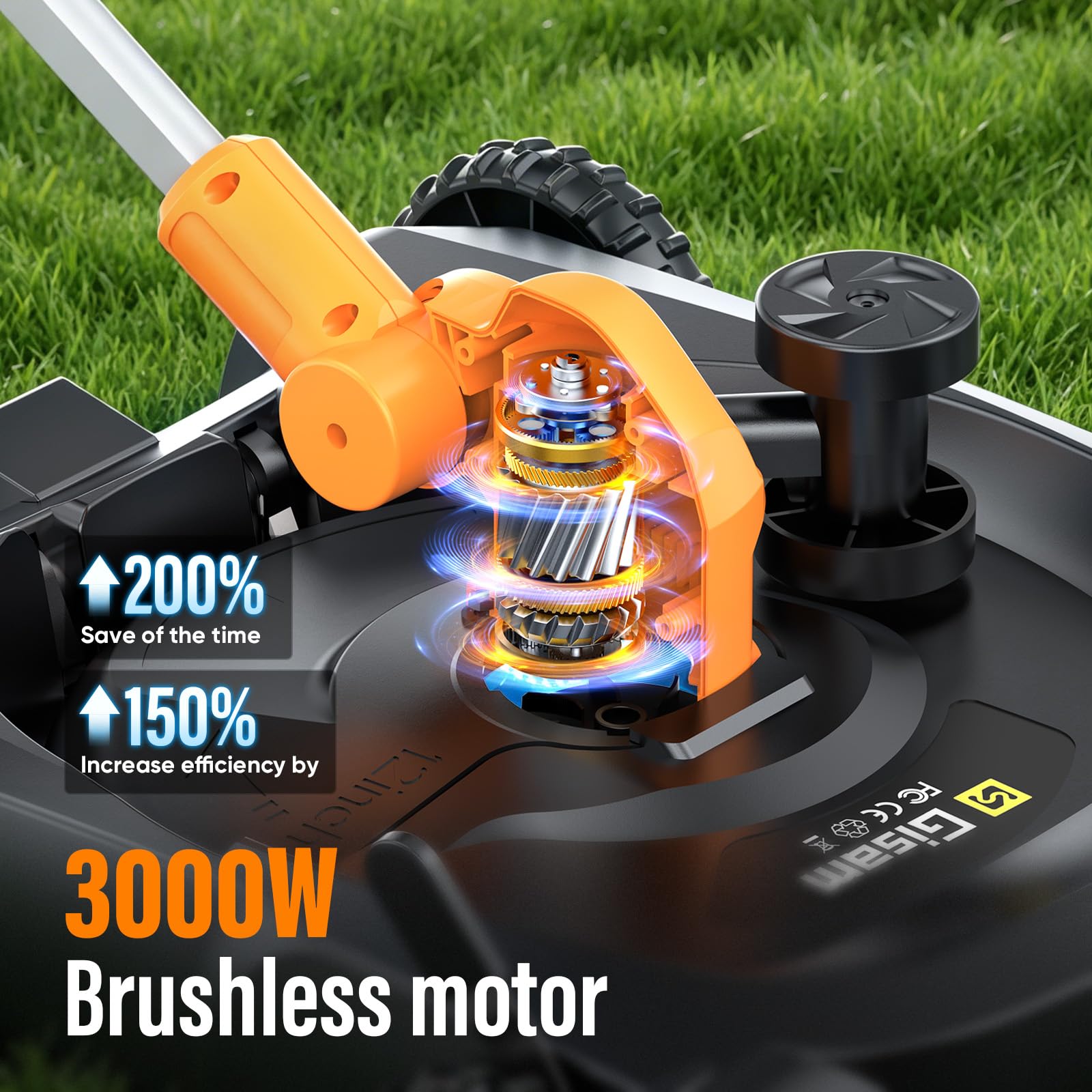 Kit Complet de Tondeuse à Gazon sans Fil, Tondeuse à Main, pour des Surfaces allant jusqu'à 400 m², Moteur sans balais, Tondeuse à Main sans Fil pour Les Mauvaises Herbes et Les arbustes du Jardin