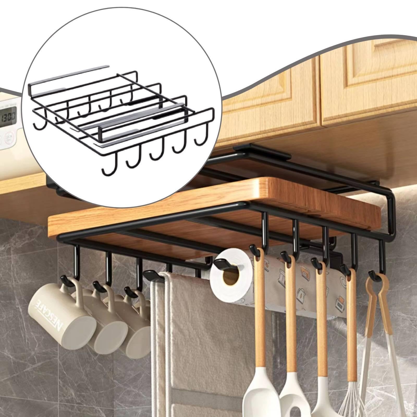 Cestino organizer sottopensile resistente e multiuso in acciaio inossidabile, da appendere al ripiano del del bancone della cucina, con Gancio