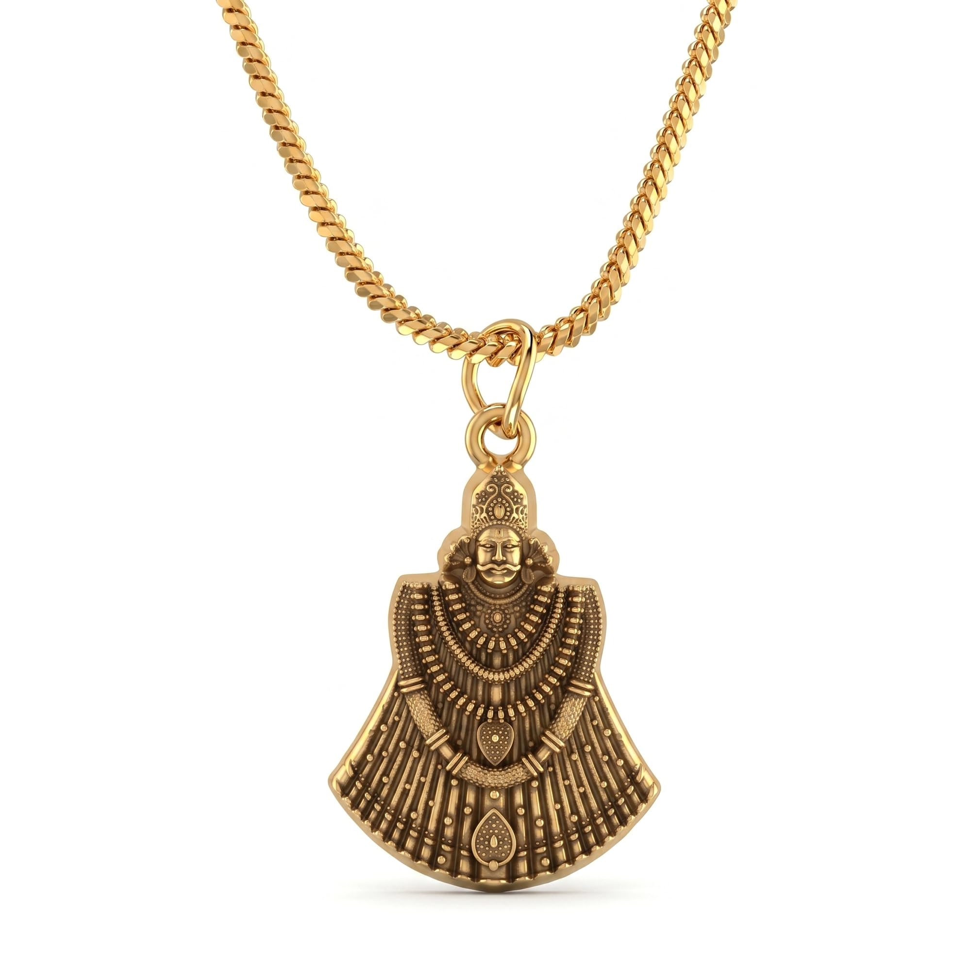 yellow Plated Khatu Shyam Ji Pendant with Chain for Men and Women - Shri Shyam Baba Locket Necklace - Hindu Spiritual Religious Daily Wear Jewelry Gift(ACPC0263)-image-18