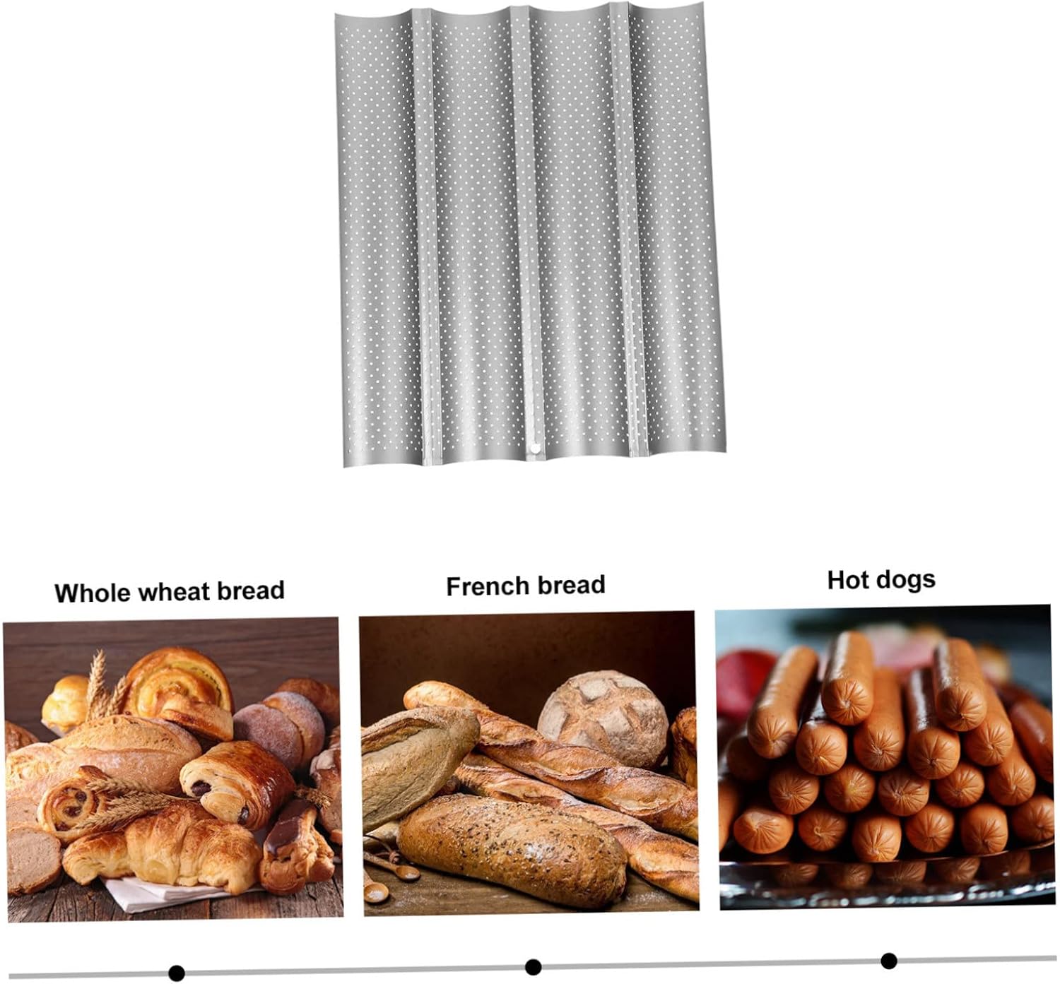 ABOOFAN Non-stick Four-slot Baking Pan for French Bread Silver Sturdy Baking Tray for Oven Use for Individual Loaves and Baguettes