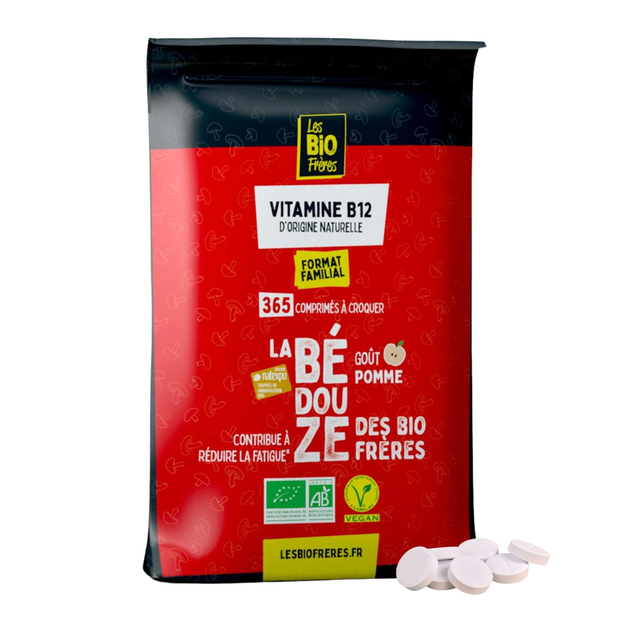 Vitamine B12 – 3 Formes Actives : Méthyl, Hydroxy, Adénosyl – Vegan – Cure Énergie, Immunité & Système Nerveux (365 Comprimés, Pomme)