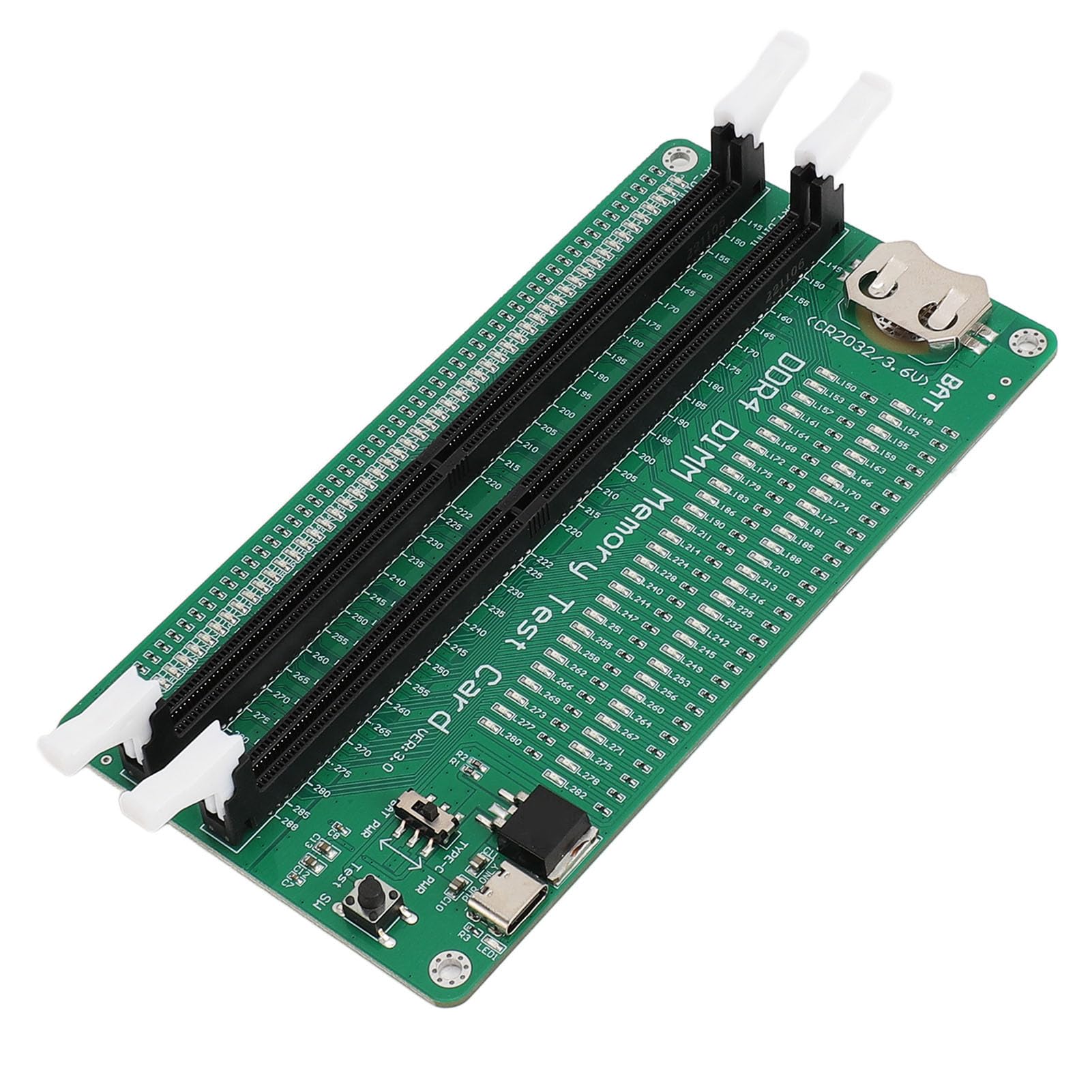 Testeur de Mémoire DDR4, Carte de Test de Mémoire DDR4 pour Ordinateur de Bureau avec Indicateurs LED, Analyseur de Diagnostic de Fente, Testeur de Mémoire RAM D'Ordinateur pour