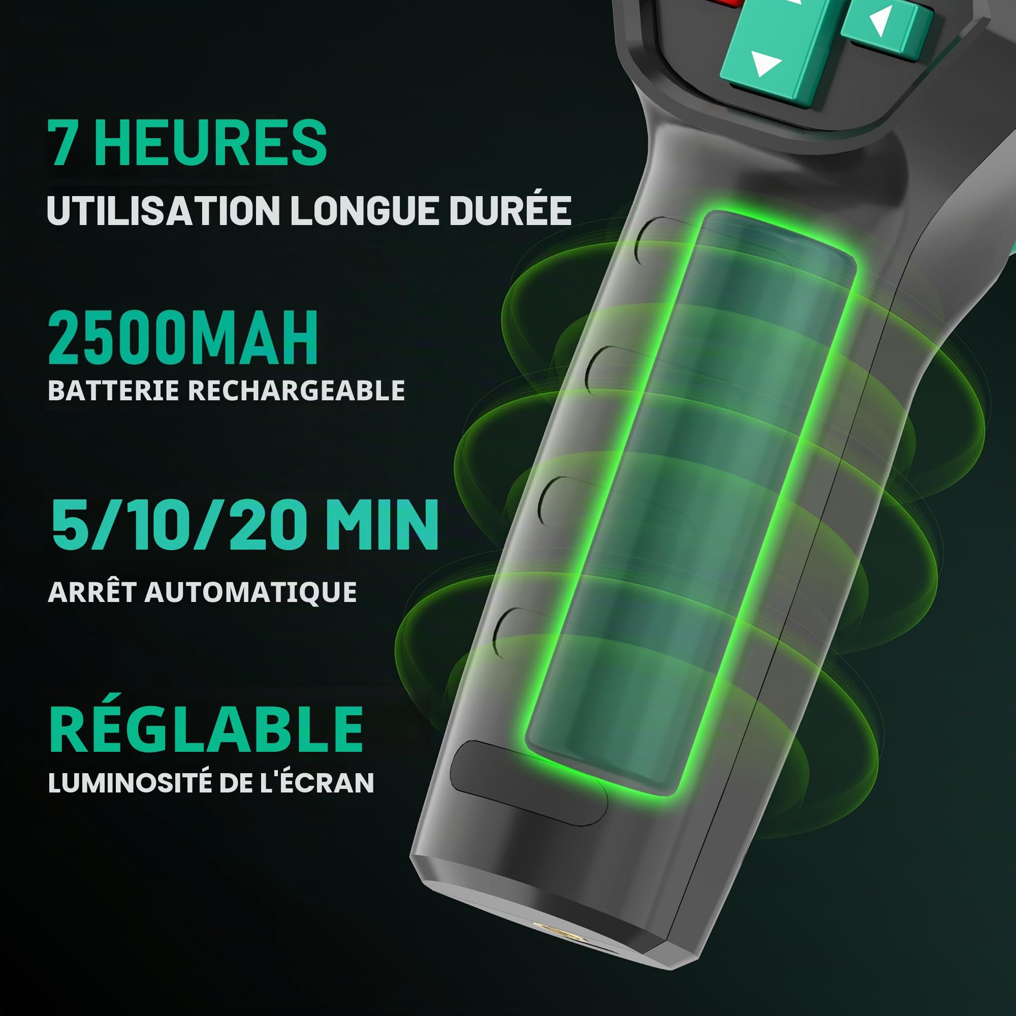 caméra thermique infrarouge 96x96 pixels, -20°C~550°C, 25Hz | Caméra de détection de chaleur pour électricien et maintenance industrielle avec FOV 50°, écran LCD 2.4 pouces, autonomie 8H