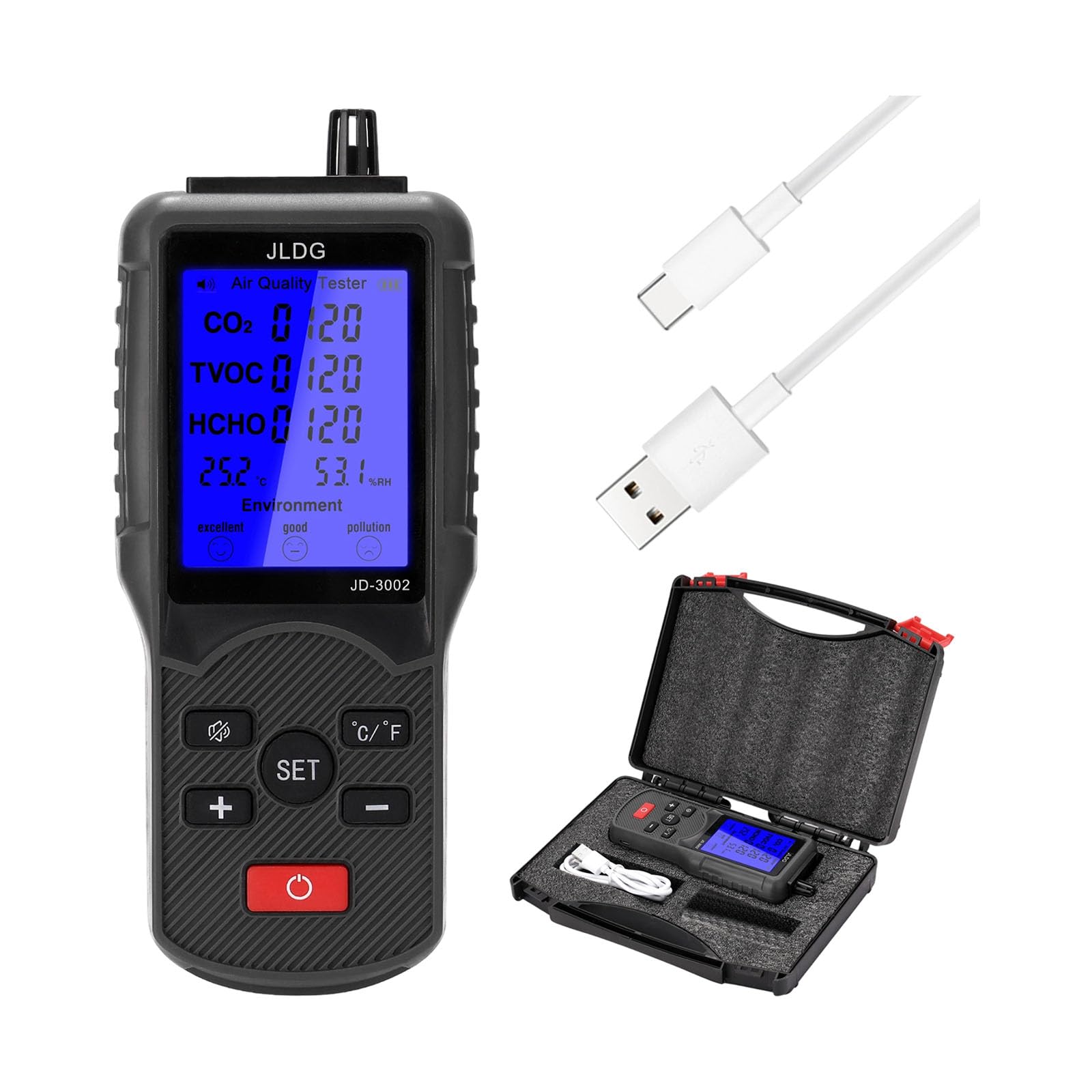 Apglsxy A Ir Monitors Indoor Professional Particle Counter, Humidity, Tvoc Formaldehyde, Temperature Tester Ir Monitor Indoor
