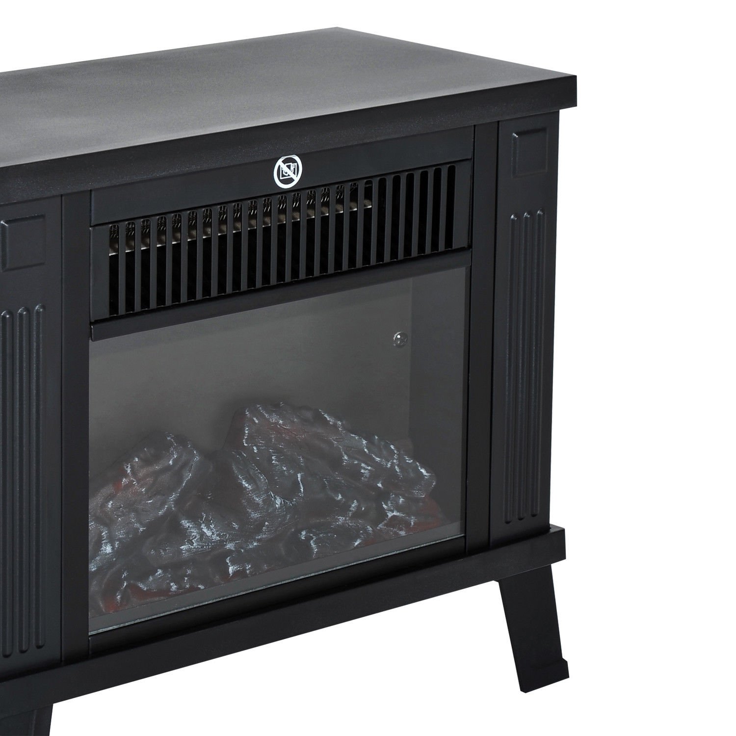 HOMCOM Camino Elettrico da Terra Moderno 600W/1200W, 34x17x31 cm, Nero