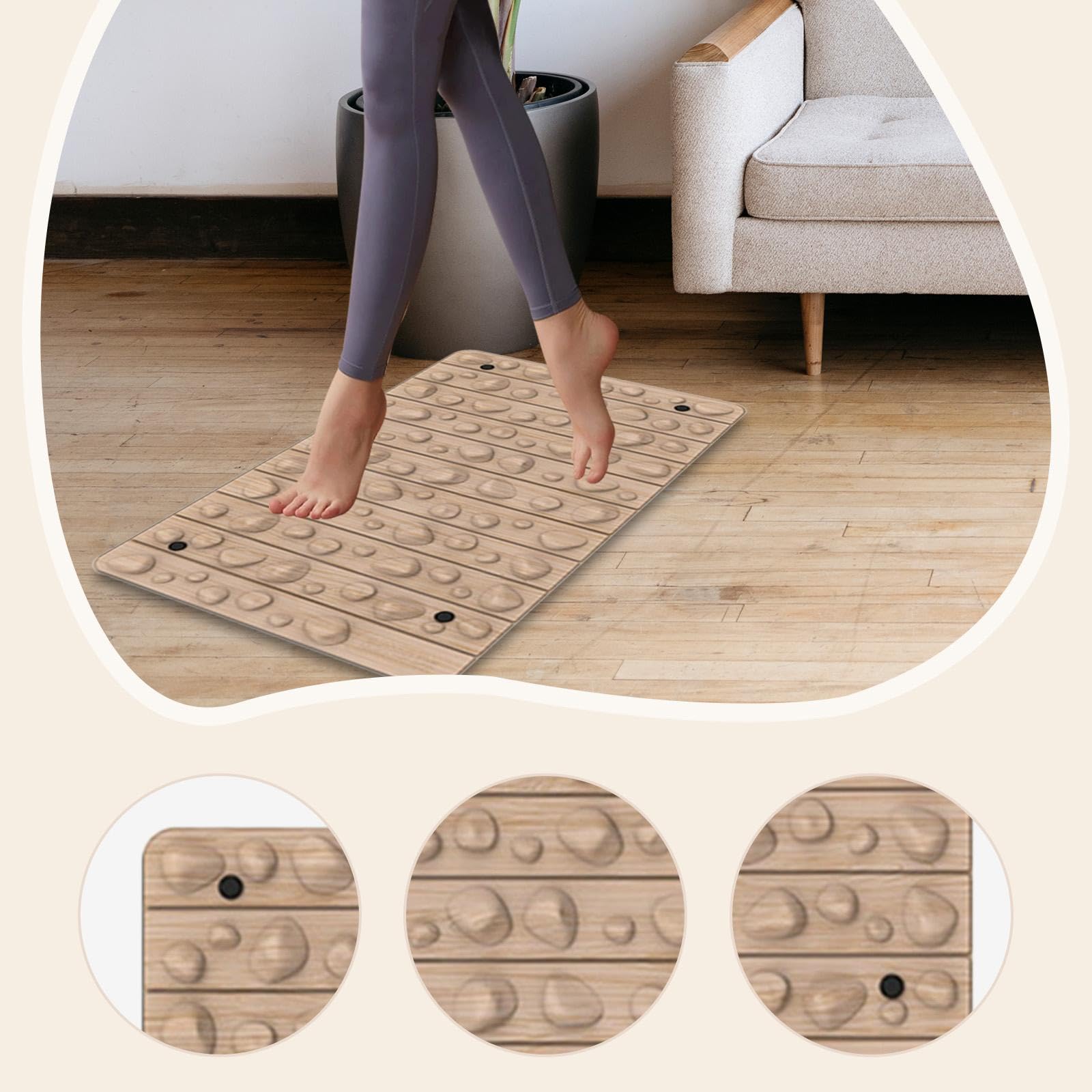 Tappetino per agopressione, leggero, per camminare, per le dita dei piedi, ufficio o in piedi, per camera da letto, soggiorno, spa, colore venature del legno