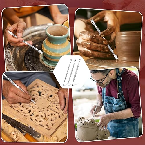 Miniatura 7 de Piriuuo Juego de herramientas de tallado de cera, herramientas de escultura de arcilla de acero inoxidable, herramientas de tallado de cerámica de