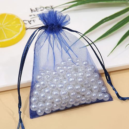 Miniatura 3 de Bolsas de Regalo de Organza 100 Piezas con Cordón 4x6 pulgadas Azul Marino para Baby Shower, Cumpleaños de Niña, Recuerdos de Fiesta, Boda,