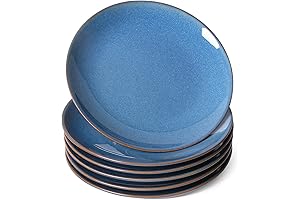 Ceramic Dessert Plate Set in Vibrant Ceylon Blue