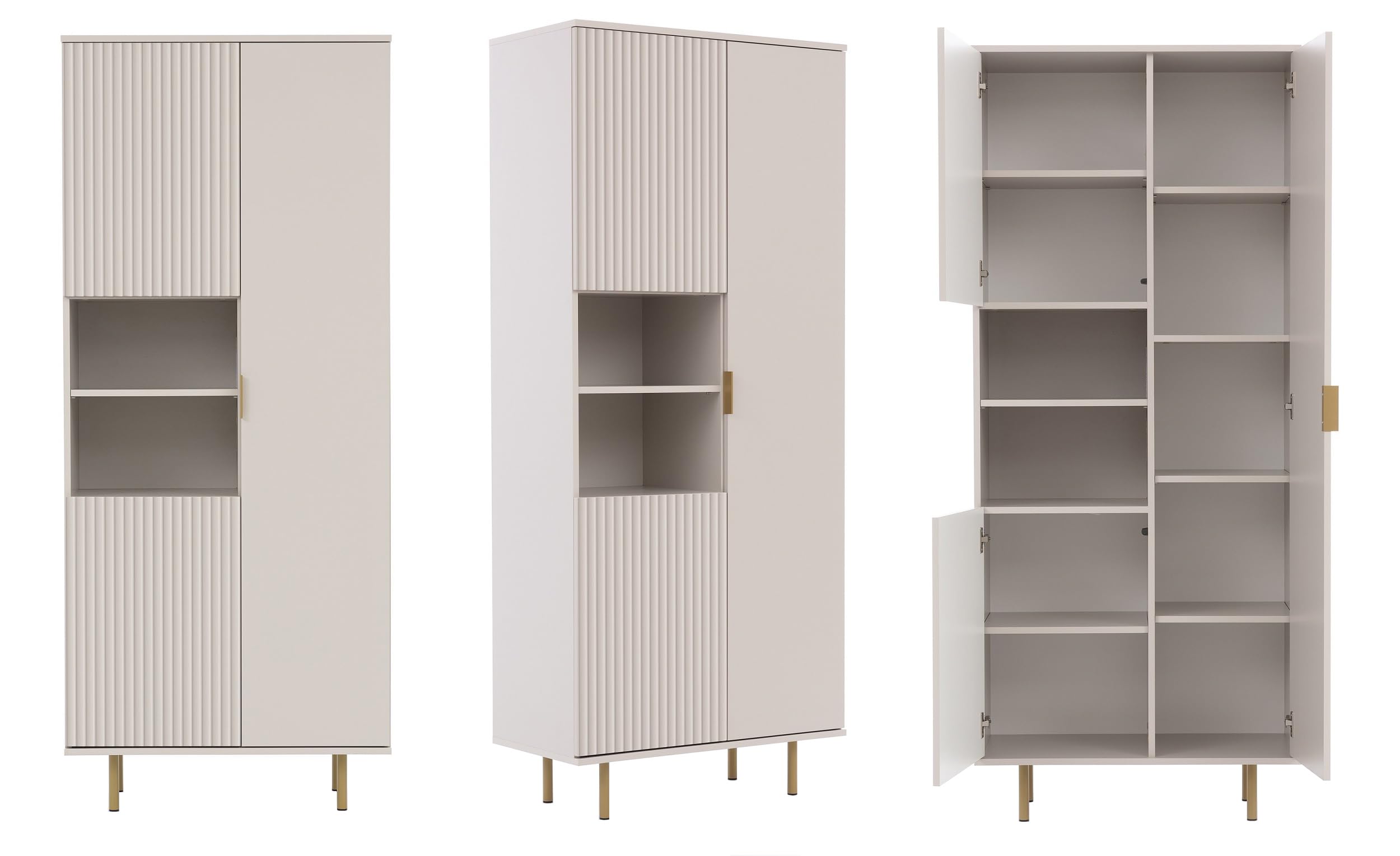 Marmex Wohnzimmer-Set Nubia 6 im Set: Standregal 05, Lowboard 06, TV-Schrank und Regal für Wohnzimmer, in Zwei Farben, TV-Wand-Set, Wohnzimmersets (Cashmere+goldbeige)