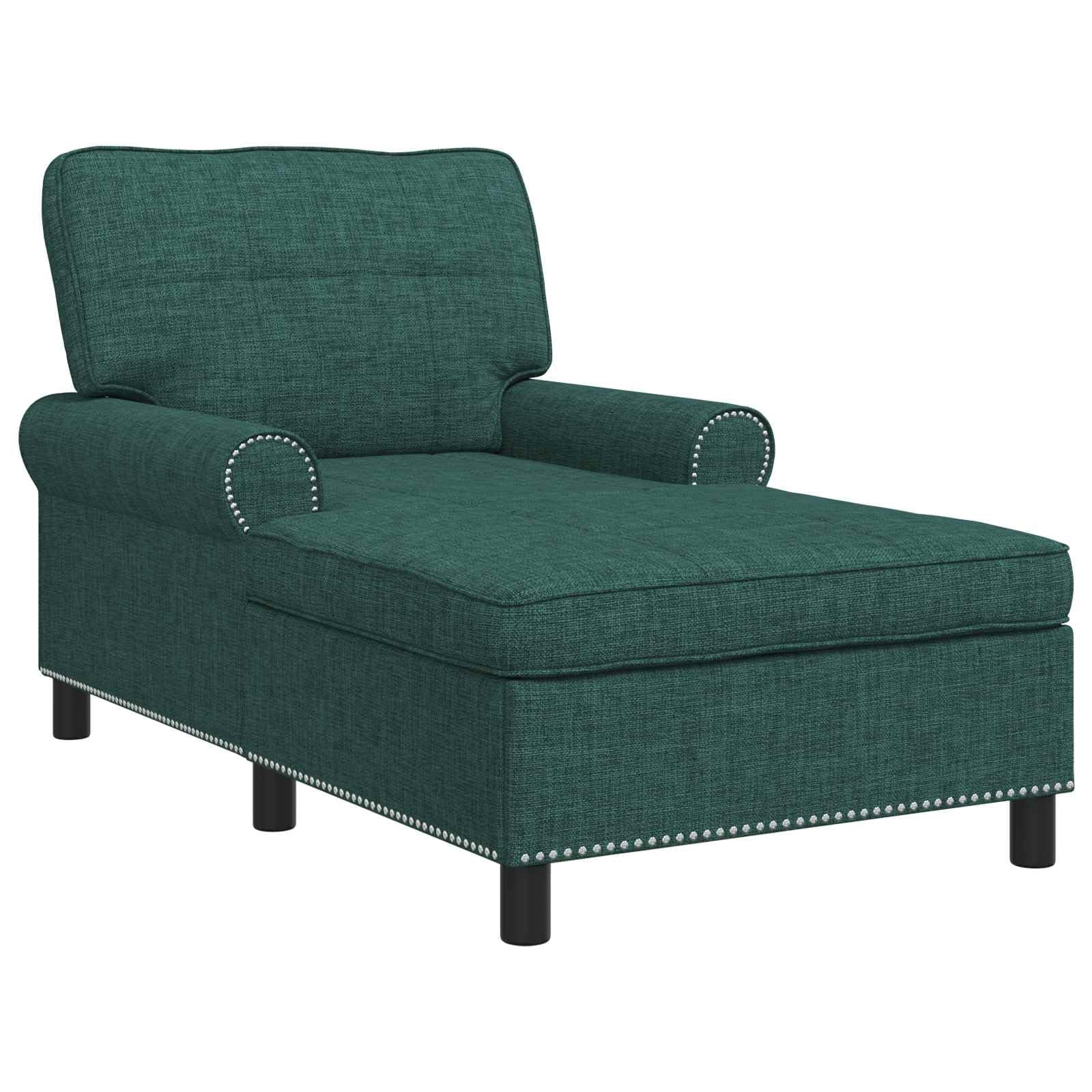 Tumbona con cojín (91 x 157 x 91 cm), color verde oscuro | Tejido transpirable, marco contrachapado, patas de plástico negro, cojín extraíble, comodidad duradera