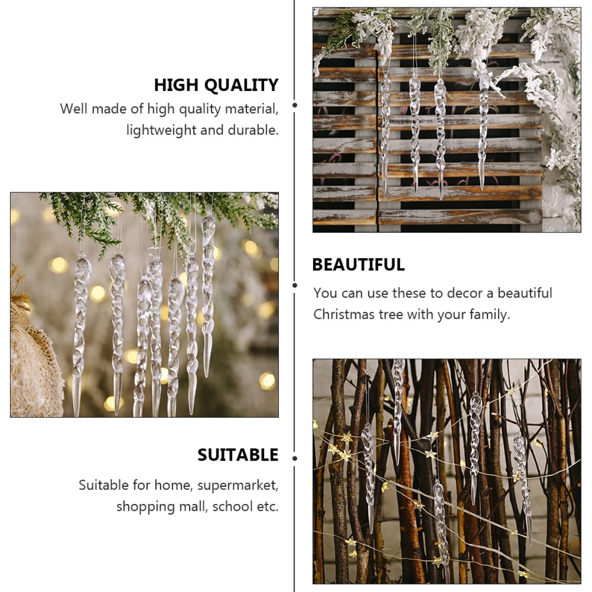 TOPBATHY 96 STK Dekorative Eiszapfen Urlaub Hängende Dekoration Weihnachtsschmuck Aus Eiszapfen Weihnachtsbaum Hängende Eiszapfen Weihnachtsbaum-eiszapfen-anhänger Partydekoration Acryl