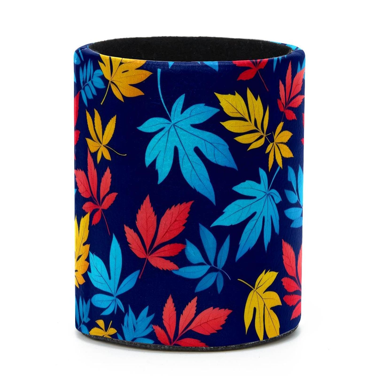 VAPOKF Round Pencil Holders for Desk, Artistic Leaves Pen Holders Pen Pot Makeup Brushes Storage Desktop Stationery Supplies Organiser for Home Office