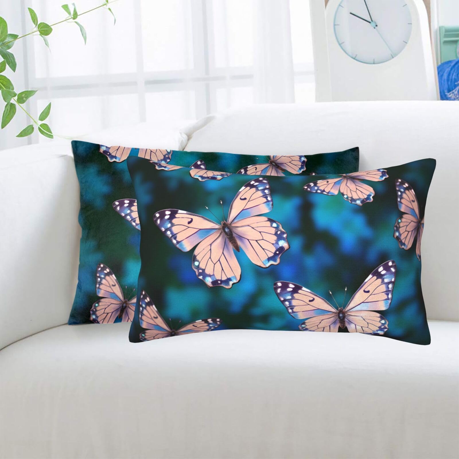 Cute Butterflies Standard Pillowcases Sets of 2, Ultra Soft Microfiber Plush Pillow Cases 20"X30" Comfort Decorative Throw Pillow Cover with Hidden Zipper for Bedroom, Sofa, Couch