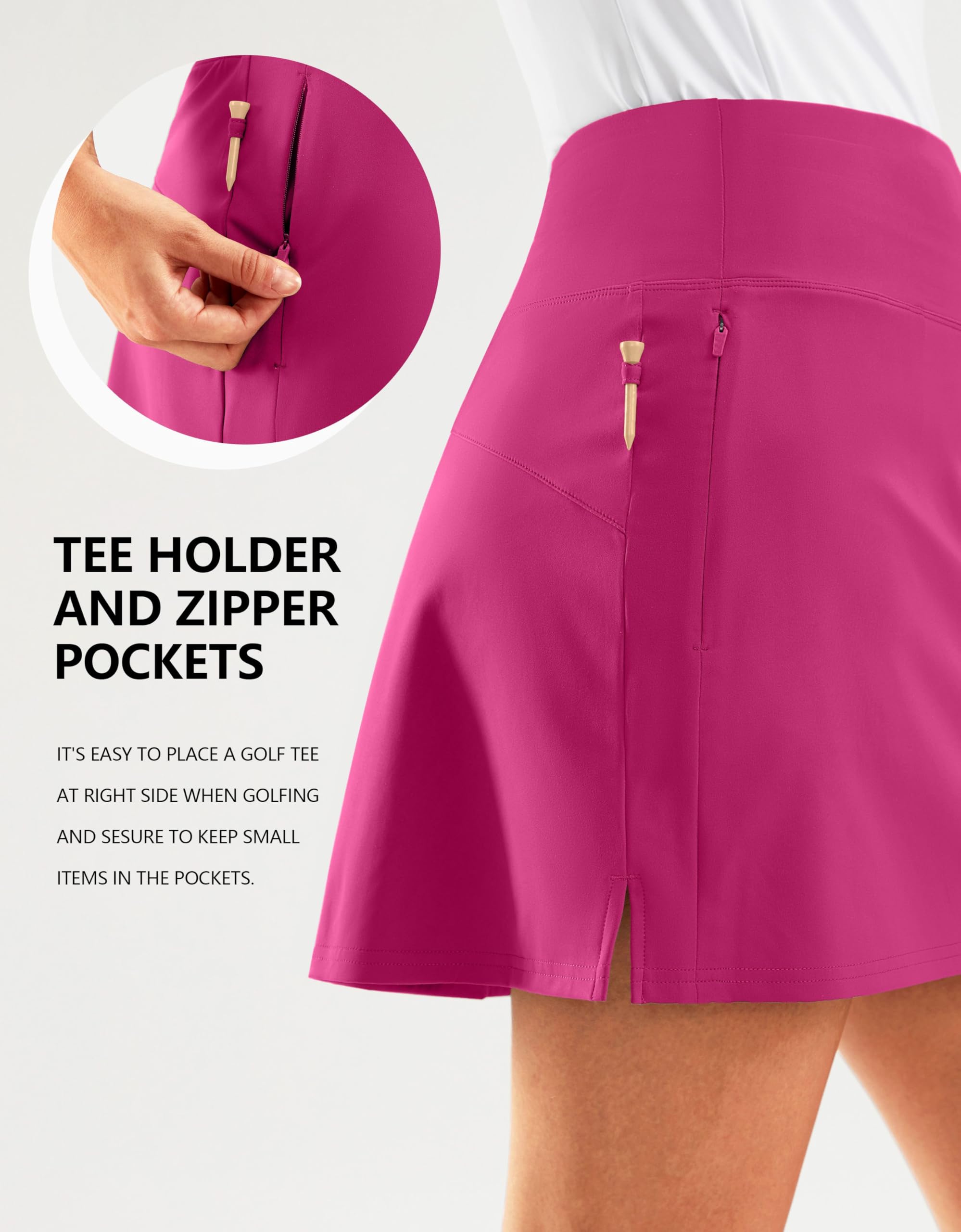 SANTINY Falda pantalón de golf de 16 pulgadas para mujer, bolsillos con cremallera, falda de tenis de cintura alta, falda atlética