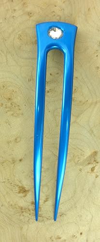 Miniatura 4 de Jwl aluminio anodizado Dos Prong Curved 6" Tenedores de pelo irrompible impermeable Pick Pic Pin Tenedor  Hawaiian Style, Agua (Aqua)